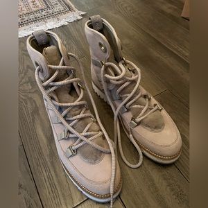 NEVER WORN Cole Haan Women Zerogrand Luxe Lace Up Hiker Boots Grey Suede NWOT